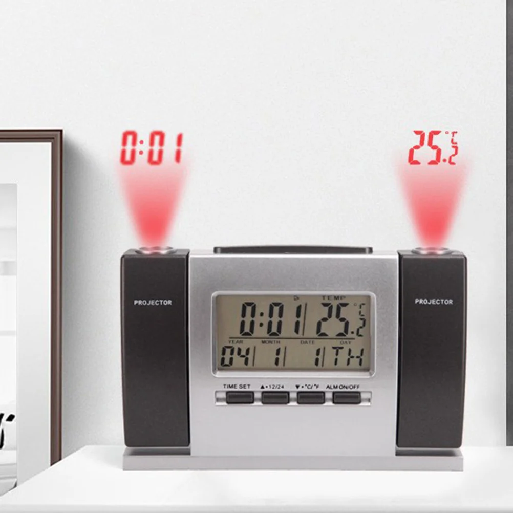 

Digital Clock With Clear Lcd Screen 2 Aa Batteries Required Indoor Temperature Time Projection Alarm Silent Operation For Home