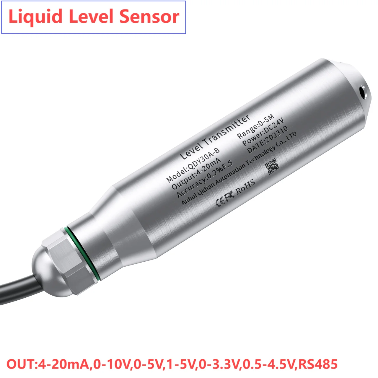 

10M Liquid Level Sensor Transmitter Submersible Liquid Level Transducer 4-20mA 0-10V 0-5V Water Level Meter 0-3.3V RS485