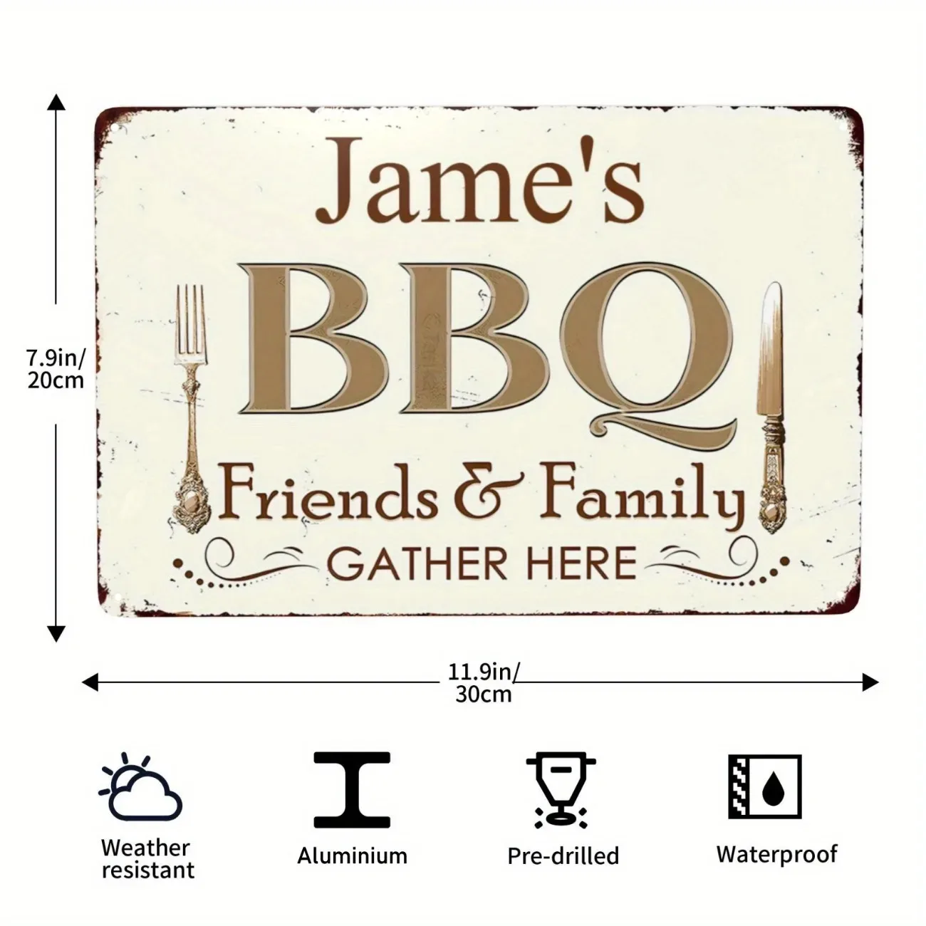 [2D Flat] Personalized Vintage Custom BBQ Sign Barbecue Shop Home Gathering Wall Decor For Decoration Only