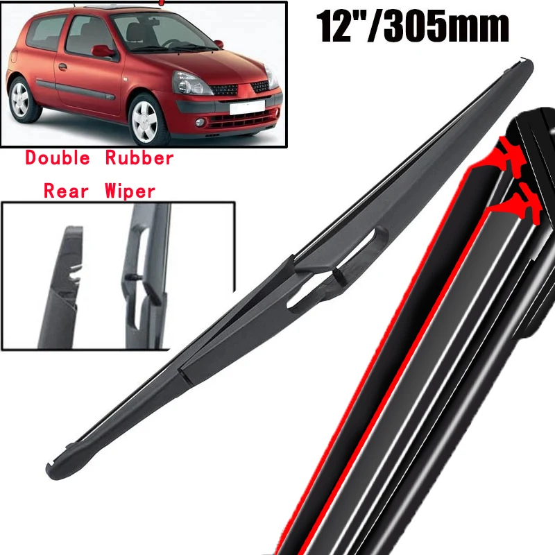 

Car Wiper 12" Rear Wiper Blade For Renault Clio 2 II Campus 1998 - 2012 Windshield Windscreen Tailgate Window Rain Brush