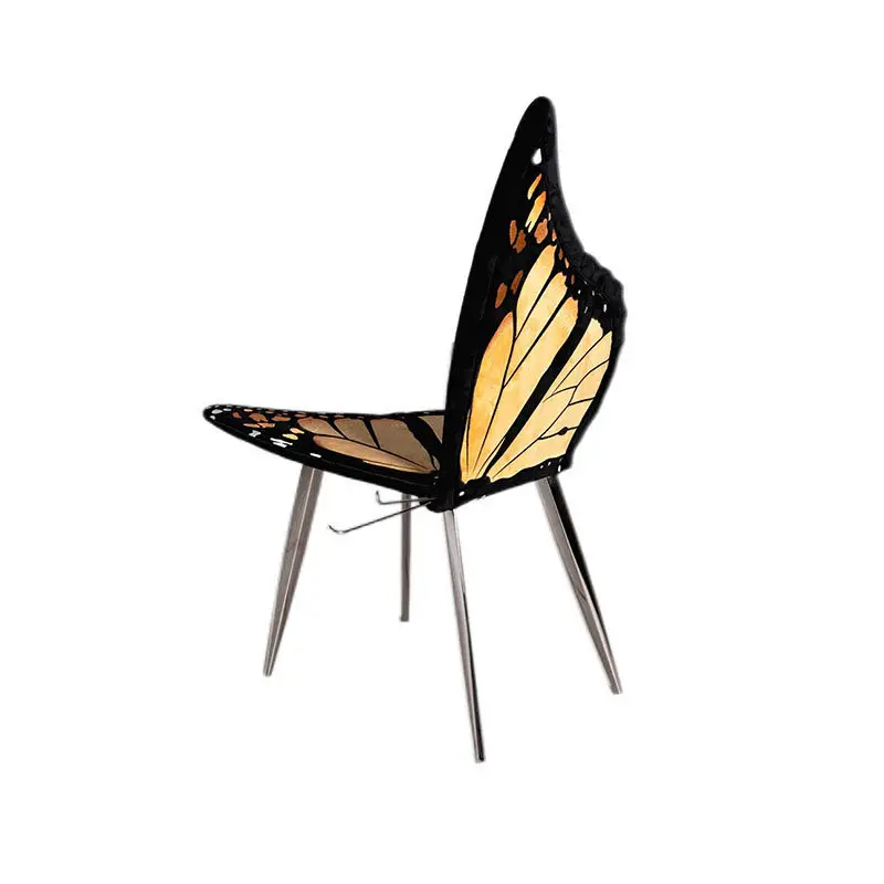Light luxury high-end butterfly leisure chair, creative art dining chair, living room household stainless steel