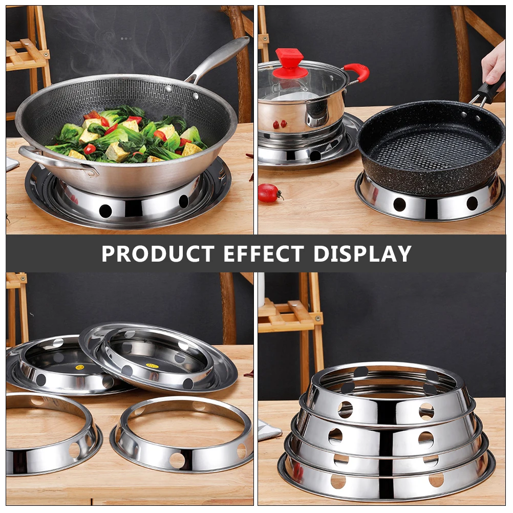

2 Pcs Pot Pad Wok Stand Stainless Steel Heat Proof Kitchen Protection Round Hollow Design Easy Clean Fast Dissipation