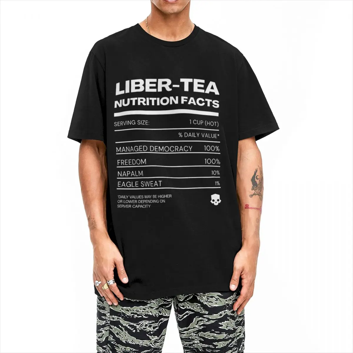 Liber-Tea Nutrition Facts T-Shirt Beach Helldivers 2 Vintage T-Shirts Cotton Harajuku Tee Shirt For Men Short-Sleeve Casual Tees