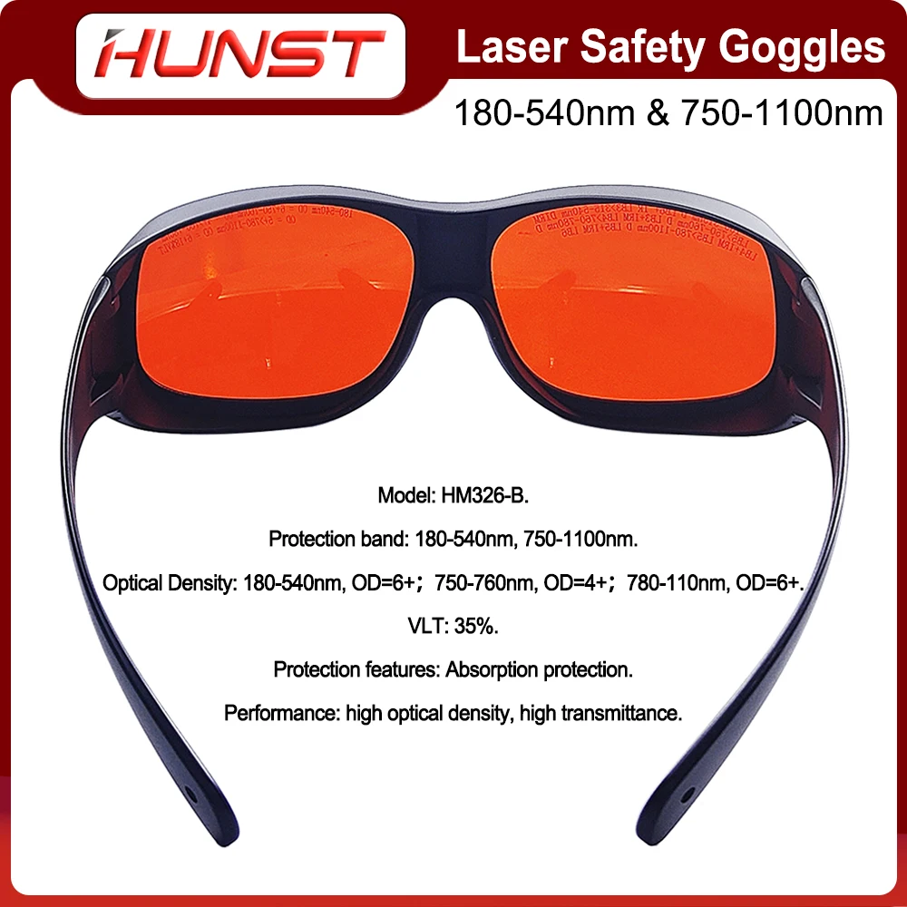 HUNST-gafas de seguridad láser de fibra verde UV, lentes protectoras de longitud de onda de 355, 532 y 1064nm, OD6 +