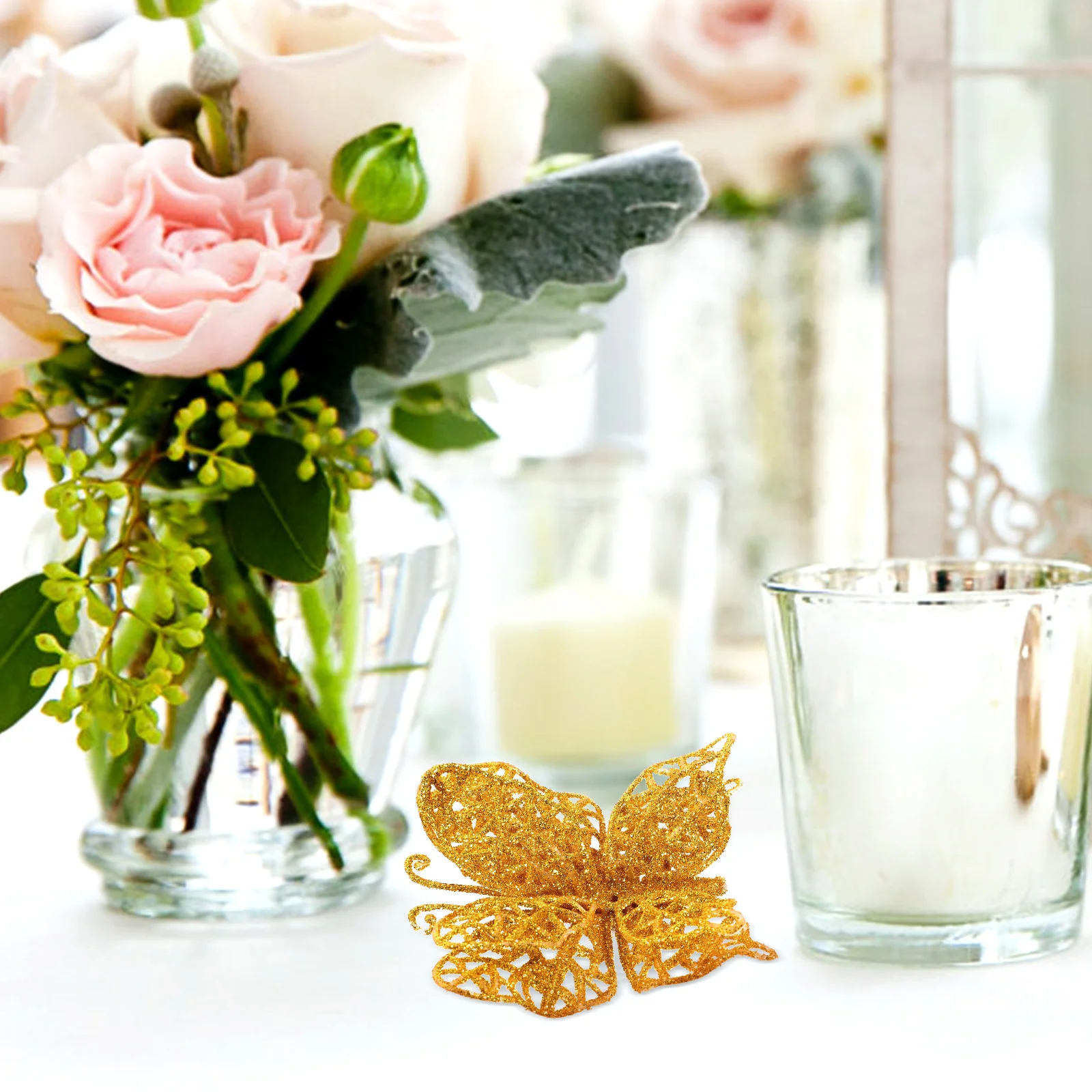 

Ciieeo 24Pcs Golden Christmas Butterfly Decor Glitter Xmas Wreath Clips Holiday Party Decoration