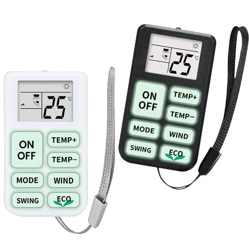 Controle remoto universal para ar condicionado com botões fluorescentes, controle remoto para mini ar condicionado, painel de controle remoto fácil de usar