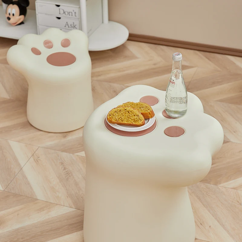 Hot Selling High Quality Modern Cute Cat Paw Claw Design Plastic Desk and Stool Set for Children