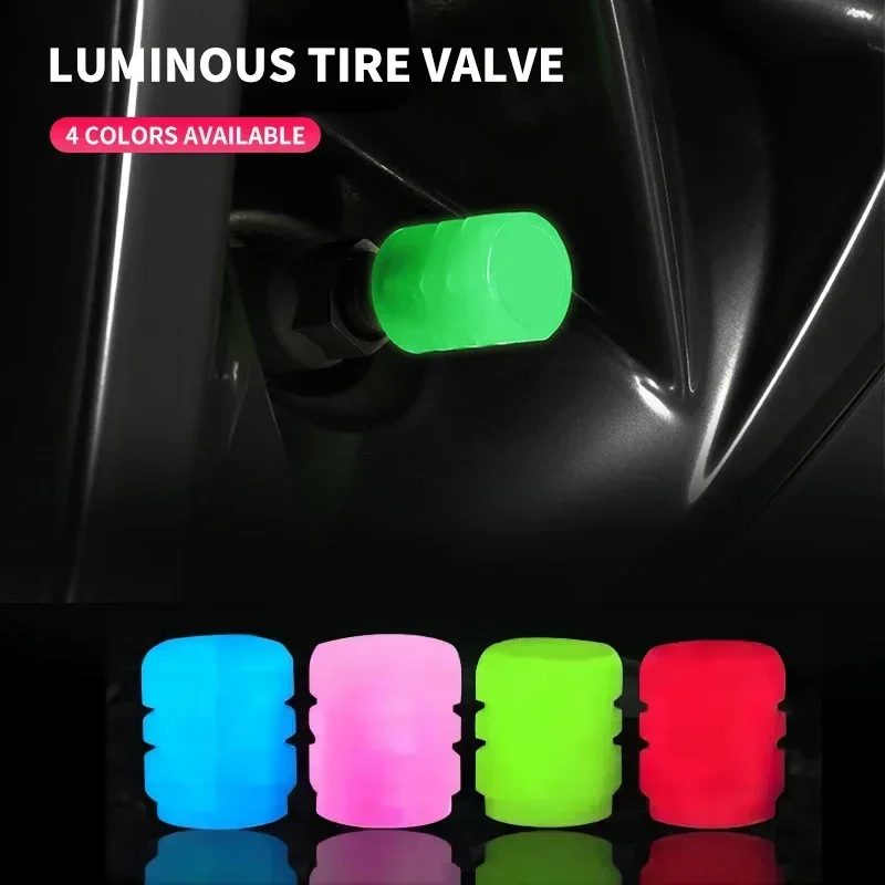 New Luminous Car Tire Valve Caps Wheel Tyre Rim Stem Covers Dustproof Waterproof for Skoda Octavia Fabia Rapid Yeti Kodiaq Super