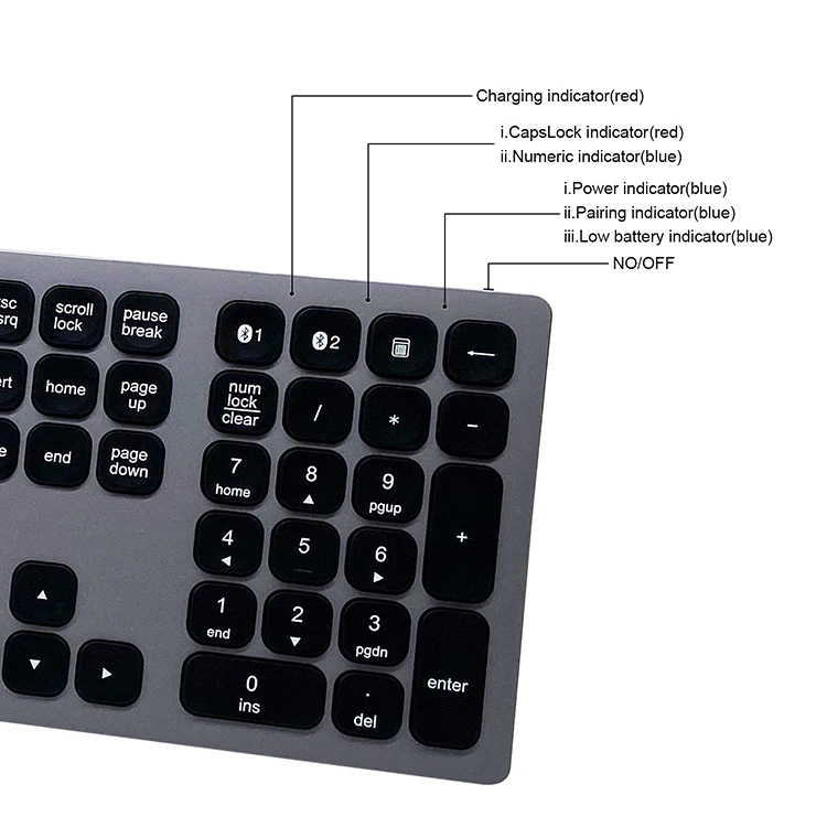 Imagem -04 - Teclado sem Fio de Alumínio Cinzento do Usb-c do Teclado do Computador do Tamanho Completo para o Telefone