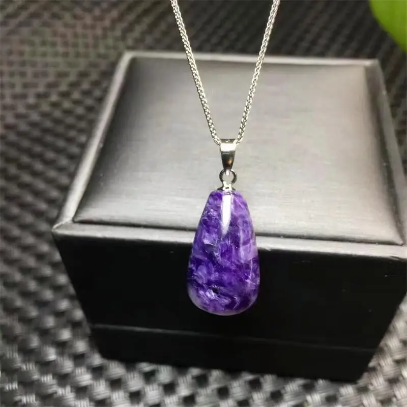 

S925 Natural Charoite Teardrop Jewelry Making For Pendant Bracelet Earring Reiki Healing Stone Crystal Gift 1pcs 20MM