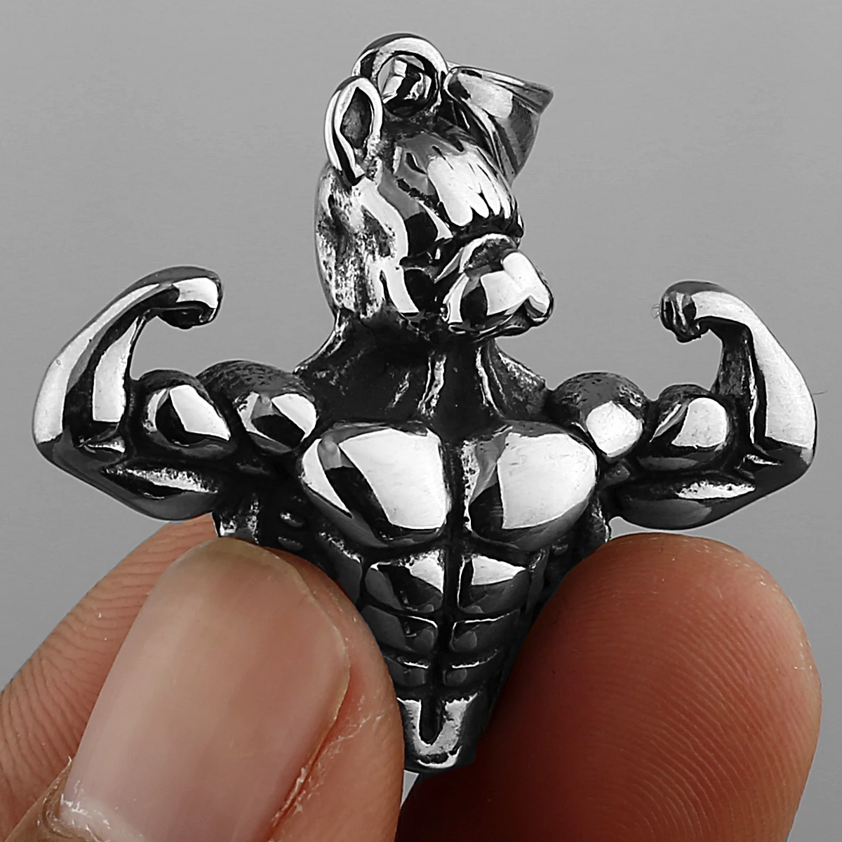Retro Fitness Dog Muscle Arm Pendant Men's Fashion Trend 316L Stainless Steel Pendant Necklace Gift Jewelry Wholesale