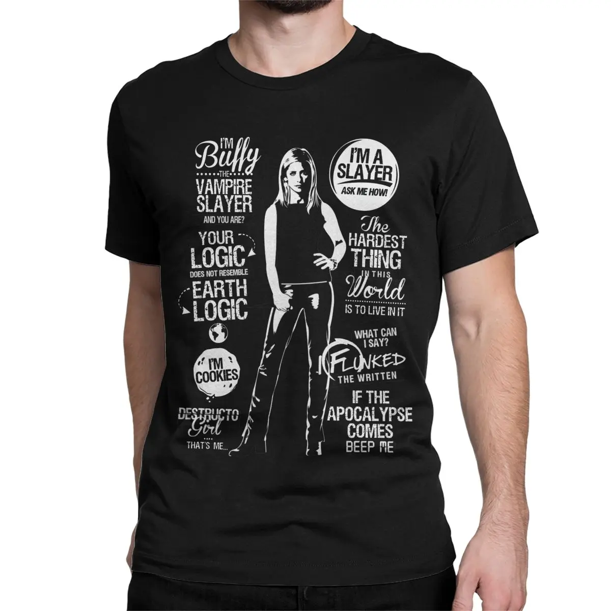 Quotes Of A Slayer Buffy The Vampire Slayer T-Shirts for Men Women Cool Cotton Tees T Shirts Gift Idea Clothes