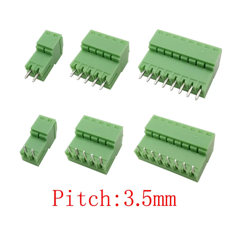 5Pair 15EDG 3.5 mm KF2EDG 3.5mm PCB Screw Terminal Block Connector Right Angle / Straight Needle Plug Pin Header Socket 2-12 Pin