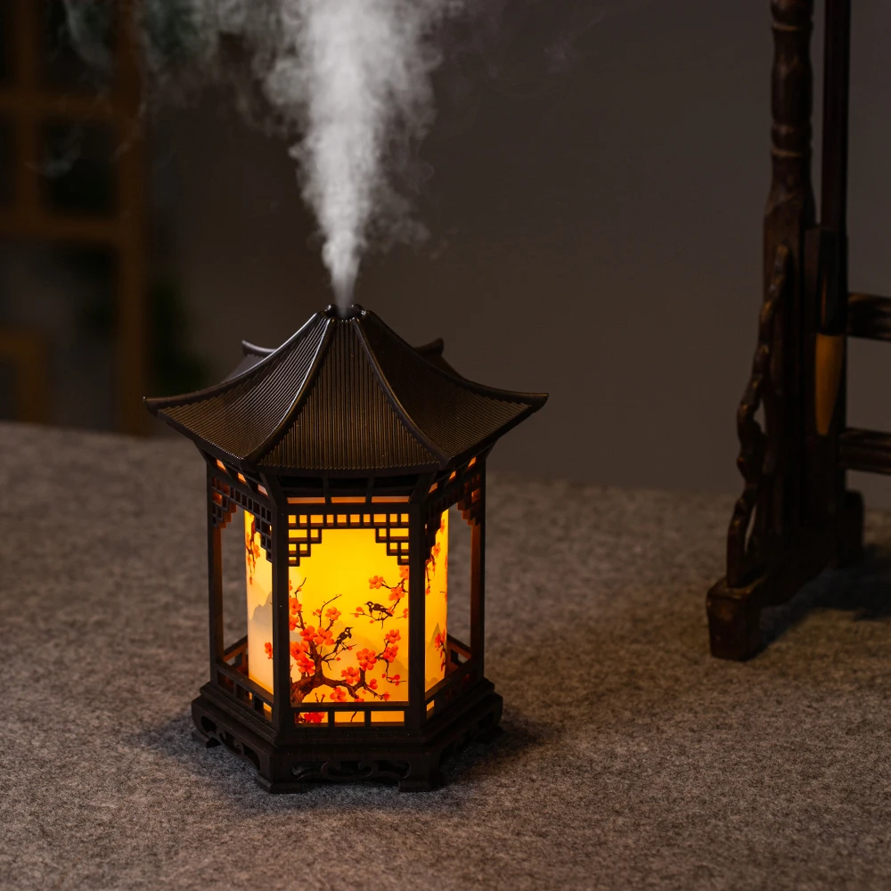 New small pavilion humidifier night light home Chinese style, home office humidifier USB portable water supplement car image 3