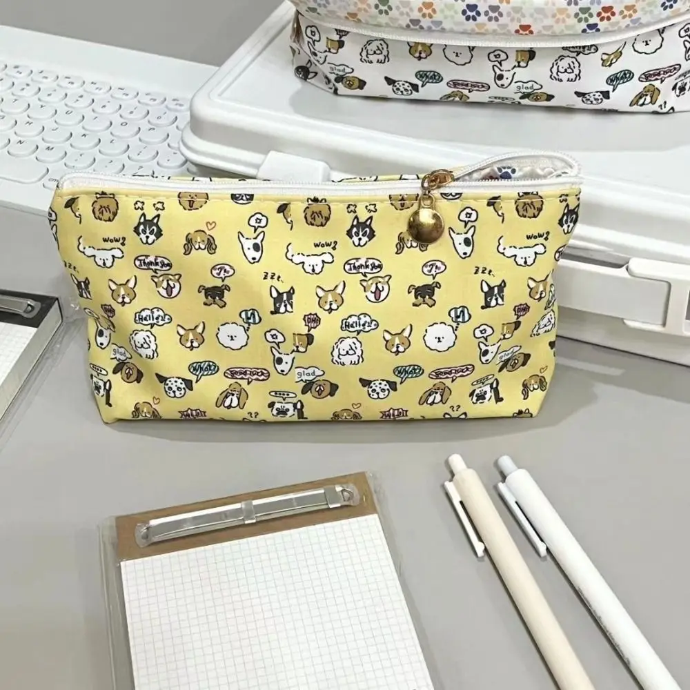 Desktop Storage Puppy Print Pencil Case Large Capacity Makeup Bag Dog Pencil Bag Stationery Korean Style Stationery Bag Office