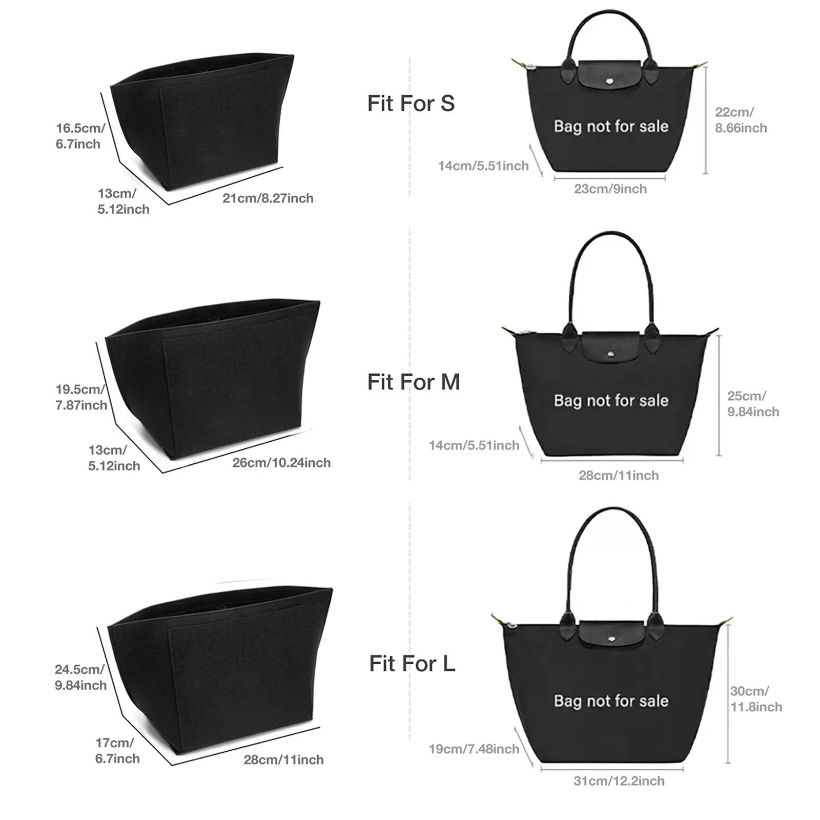 Tas Organizer Makeup dari Bahan Felt untuk Tas Wanita, Tas Travel, Dompet Dalam, Tas Kosmetik Portabel, Cocok untuk Berbagai Merek Tas