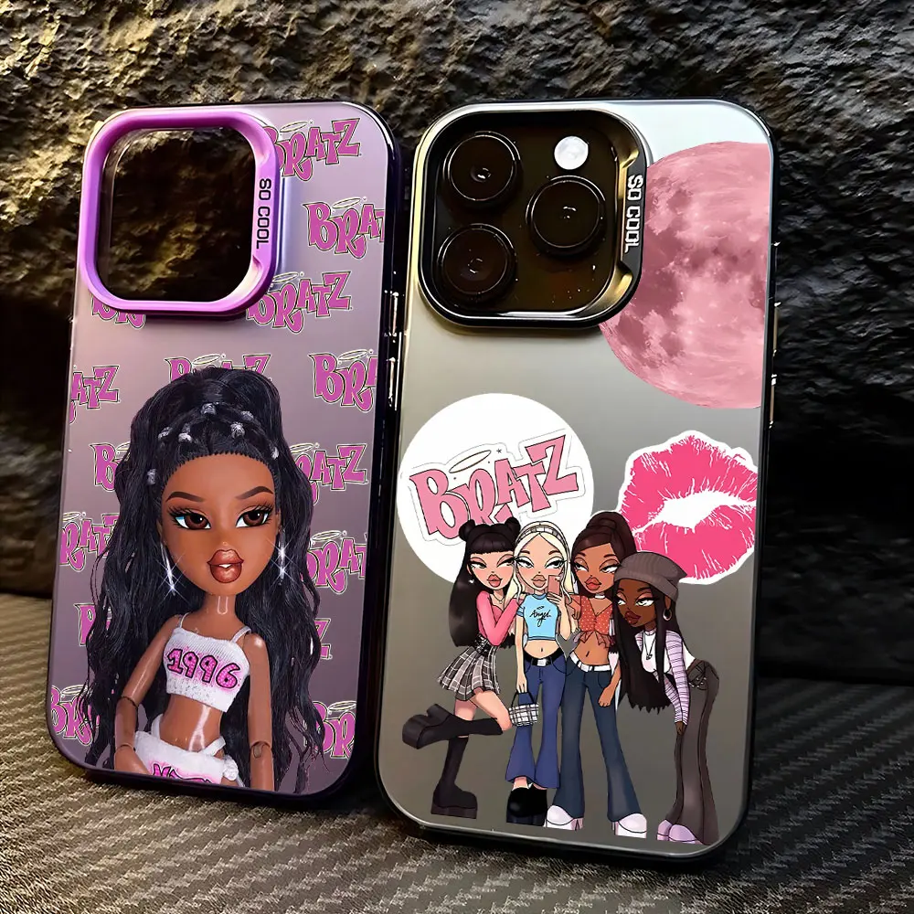 Cute Girl Pink Bratzs Dolls Phone Case For iPhone 16 15 14 13 12 11 Pro Max X XR XSMAX 8 7 Plus Candy Matte Back Cover