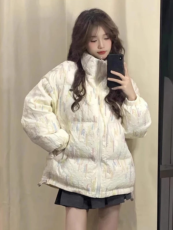

Ультратонкая пуховая хлопковая куртка женская зимняя новая свободная теплая хлопковая куртка-пуховик в корейском стиле с длинными рукавами на молнии