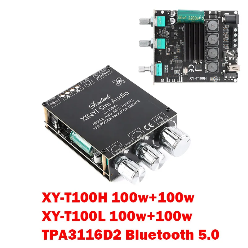 XY-T100H 100w+100w TPA3116D2 Bluetooth 5.0 Power Audio Amplifier Board Home Theater Amplifiers Stereo Treble And Bass Adjustment