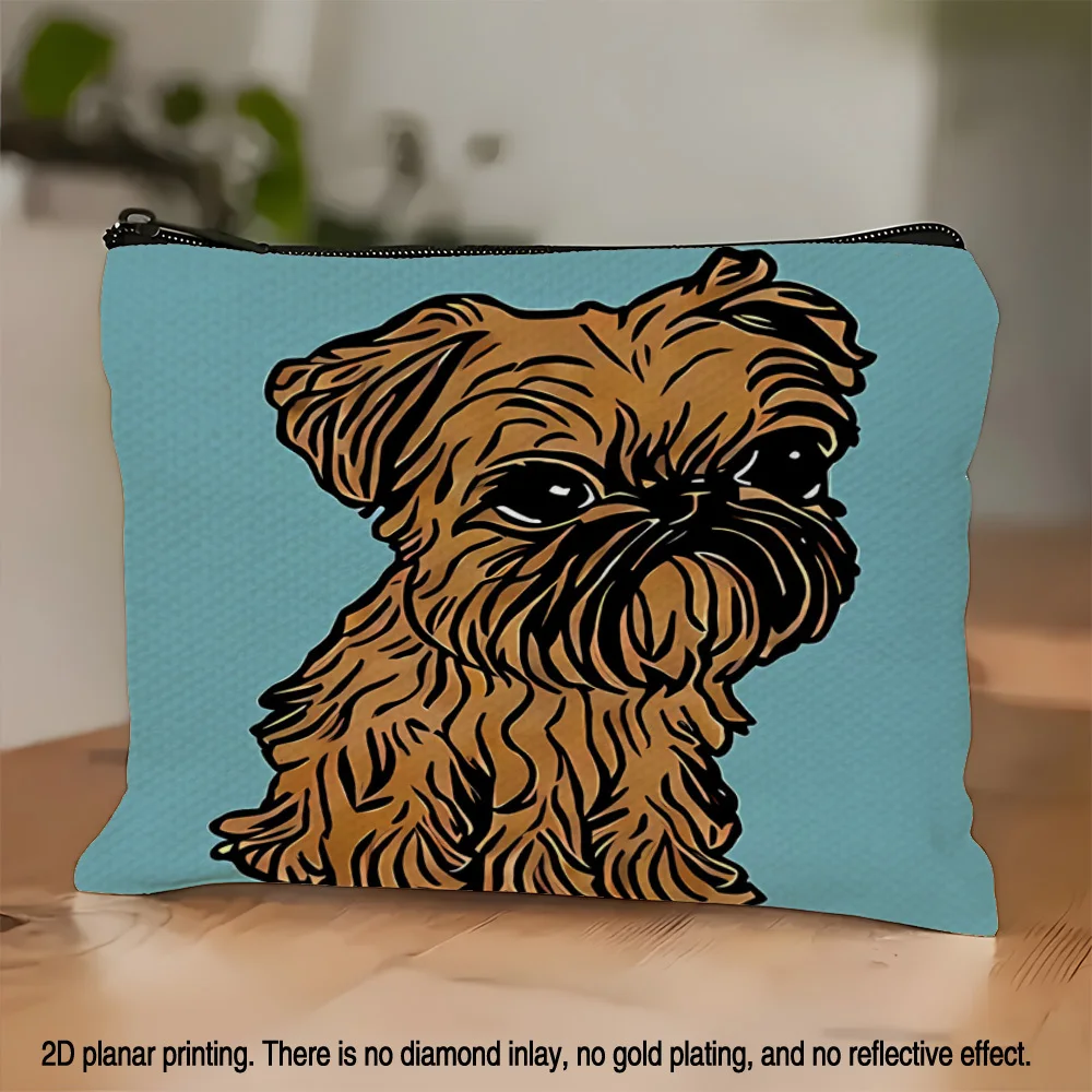 1 Piece Brussels Griffon Design Makeup Bag - Multifunctional Zipper Pouch for Women, Perfect Travel Zipper Storage Bag, Fun Birthday Gift