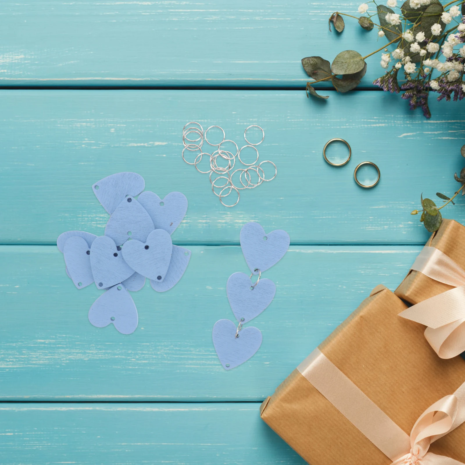 

100 pcs Heart Shaped Wood Slices DIY Calendar Accessories Plaque Home Decor Hanging Pendants Wooden Crafts Storage