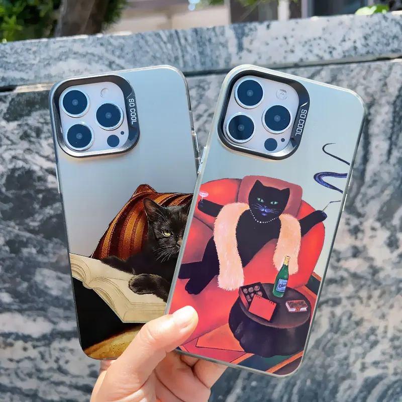 Funny Cat Daily Life Phone Case For iPhone 11 Case iPhone 16 13 15 Pro Max 12 Pro Max 13 Mini 14 15 Plus Shockproof Laser Covers