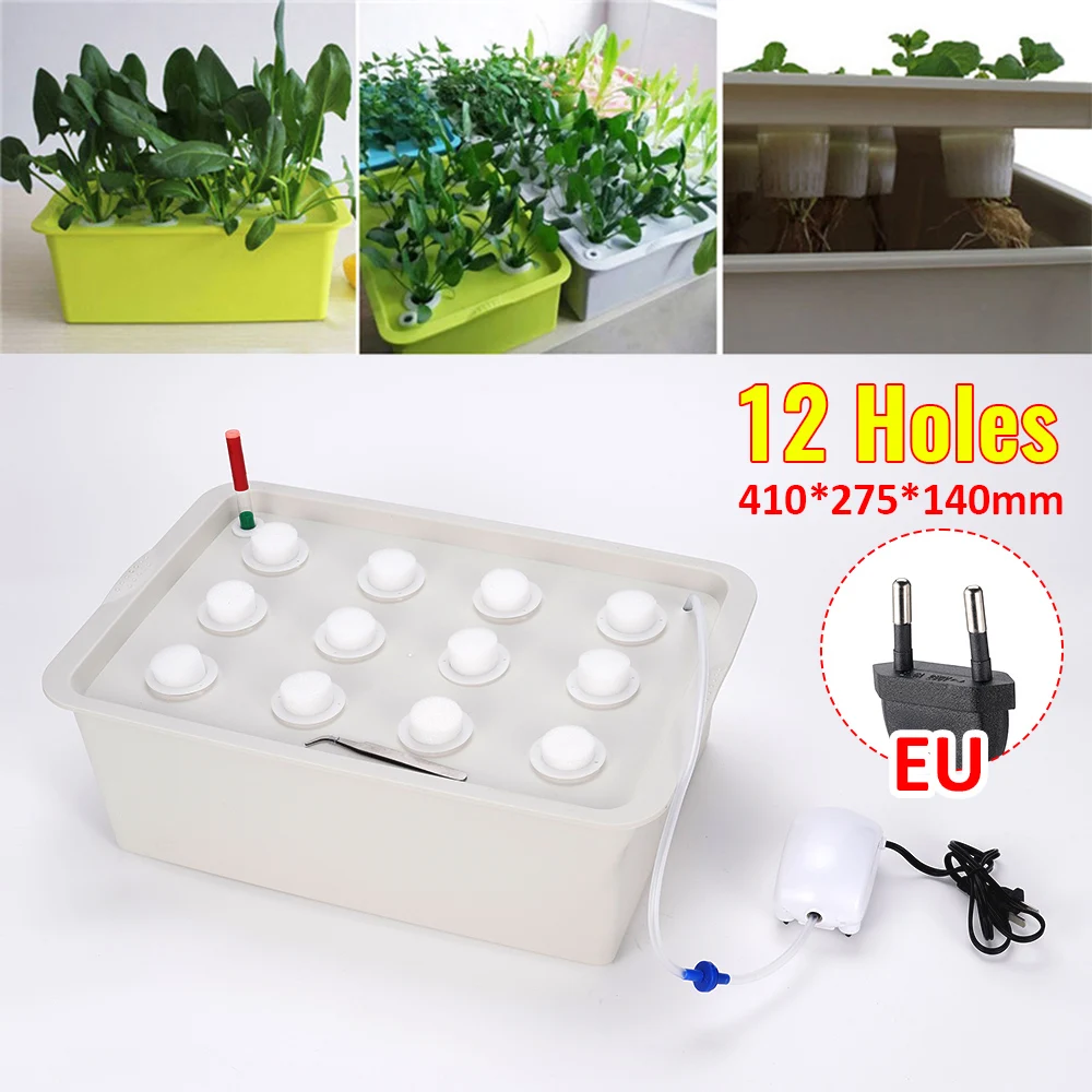 Imagem -02 - Vasos de Jardim Hidropônicos com 12 Buracos Sistema de Plantador Caixa de Armário Kit de Cultivo Berçário de Bolhas Caixa de Cultivo Interna e Externa