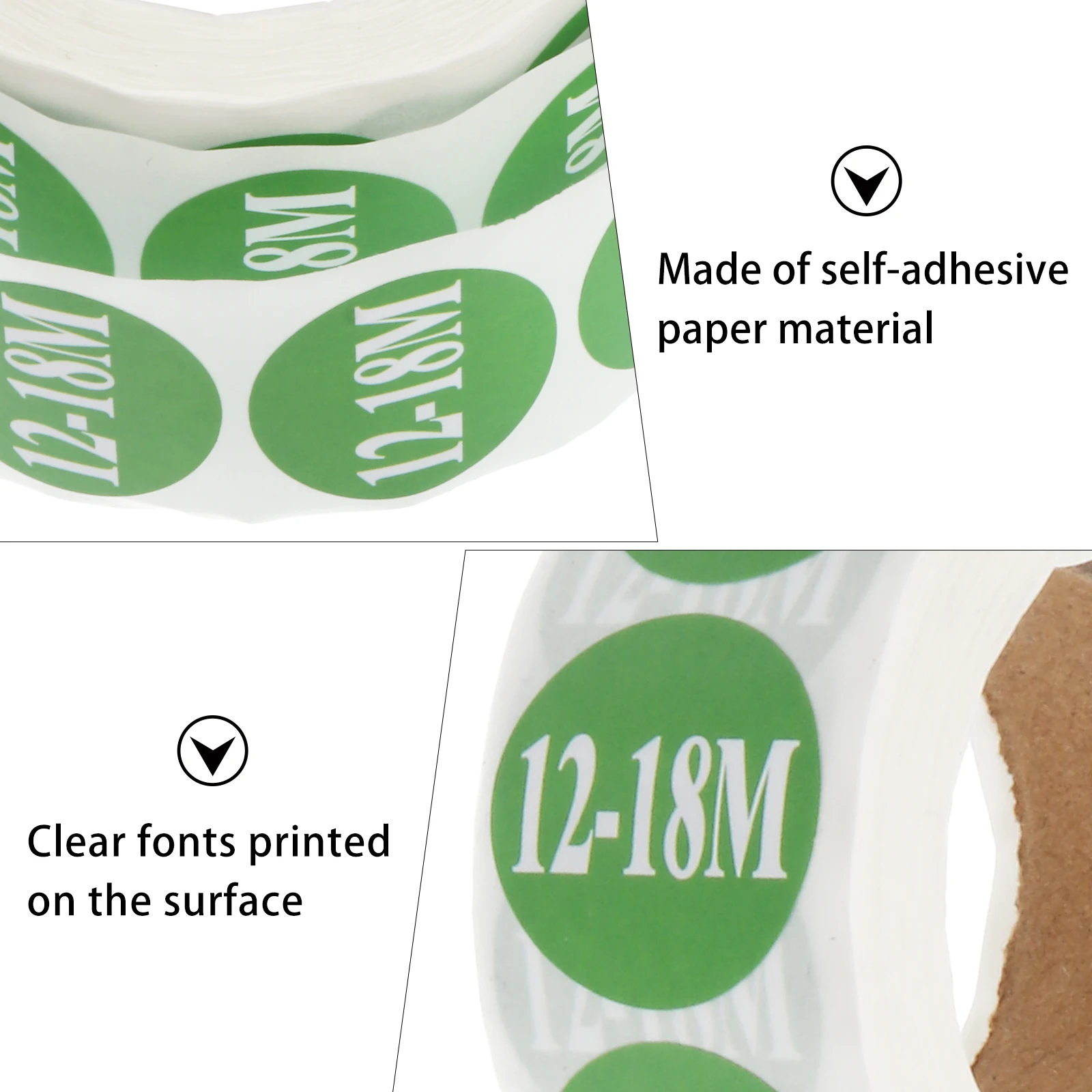 

2 Rolls Clothing Size Stickers Sufficient Quantity Toddler Labels Round Baby Tags No Glue Easy Use Smooth Surface Beautiful Font
