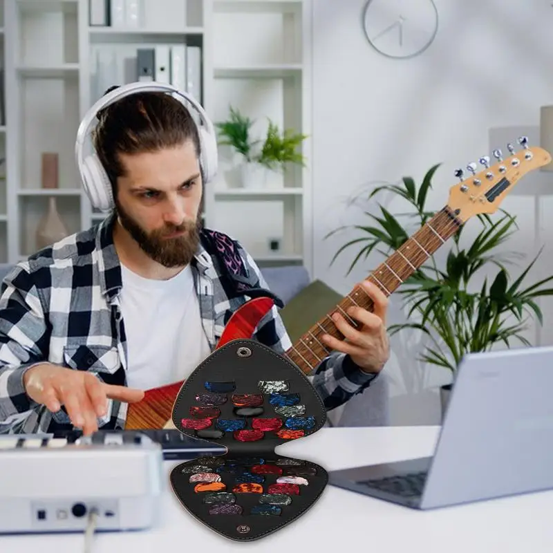 Bass Picks Halter Variety Pack Picks Aufbewahrungstasche PU Leder Gitarre Plektren Tasche Tragbare Gitarre Zubehör Tasche für Akustik