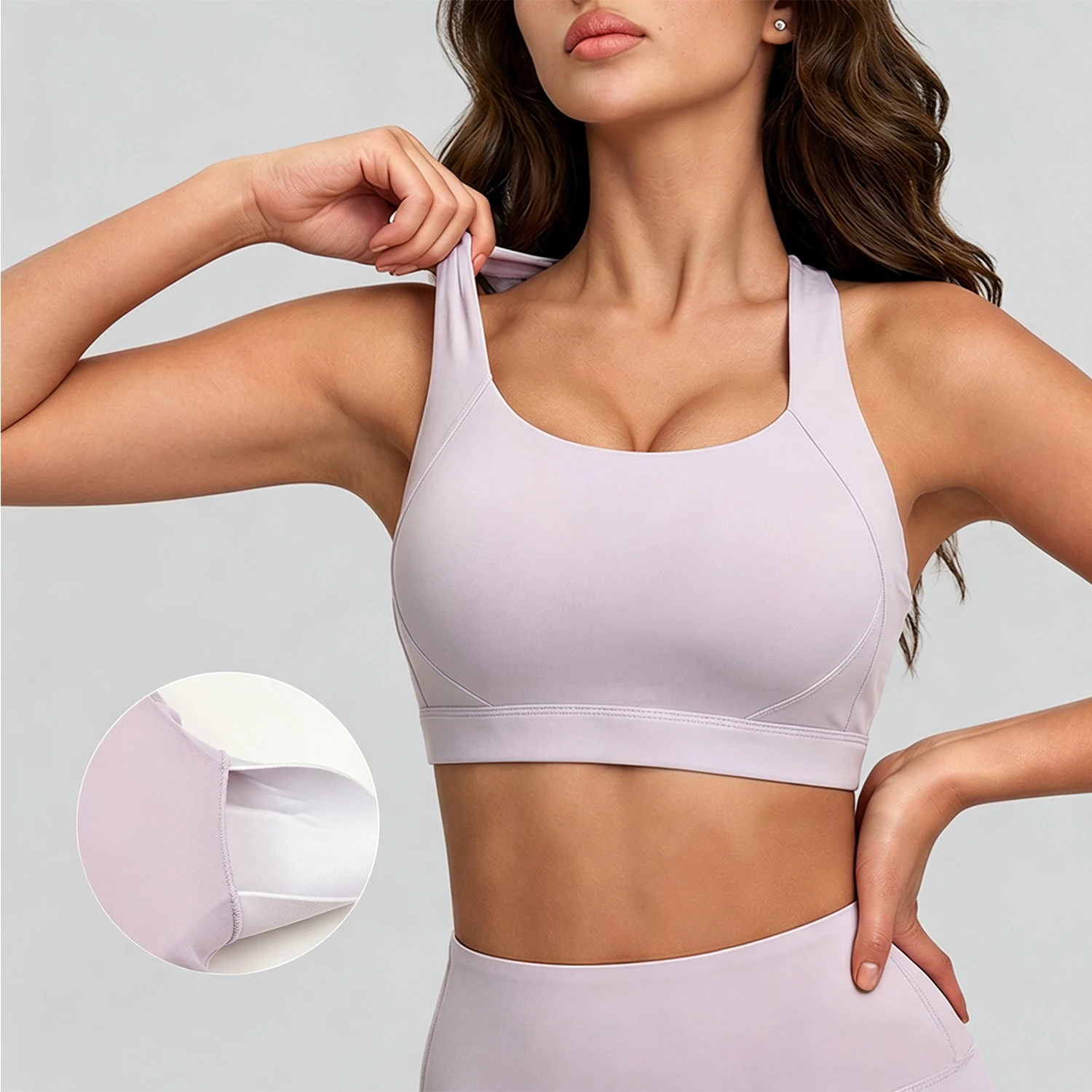 Women's Yoga Tank Top Cross-Back Bra Removable Pads High-Stretch Nylon Pushing-Up Bra Fitness Running and Workout Y2k Crop Top
