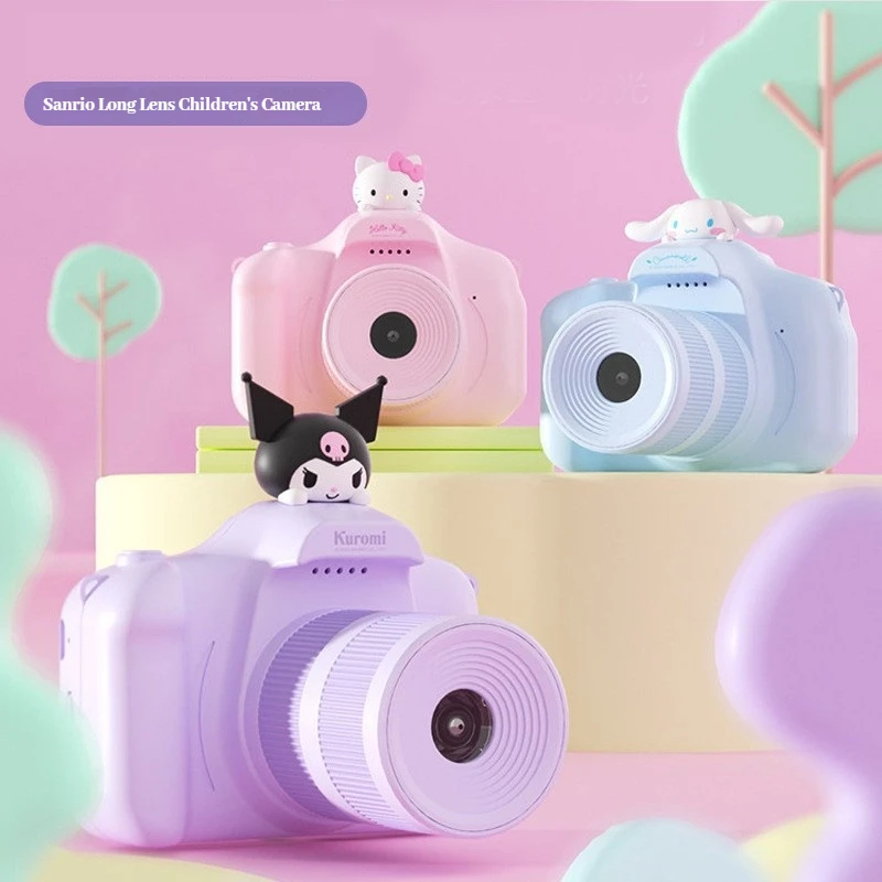 2024 Hello Kitty Kuromi Children\'S Long Lens Camera Toy Ccd Can Take Pictures Of Cute Cartoon Daughter\'S Birthday Halloween Gift