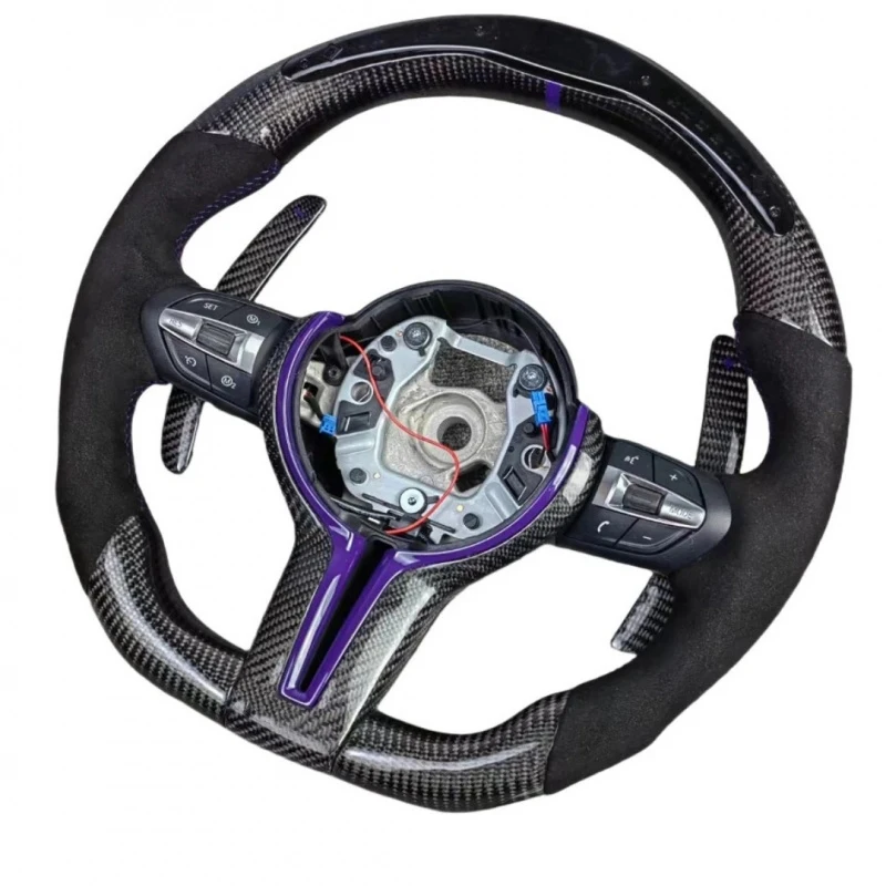 

Hot Sale Carbon Fiber Leather 3-Spoke Steering Wheel 40mm Grip Custom Auto Accessory