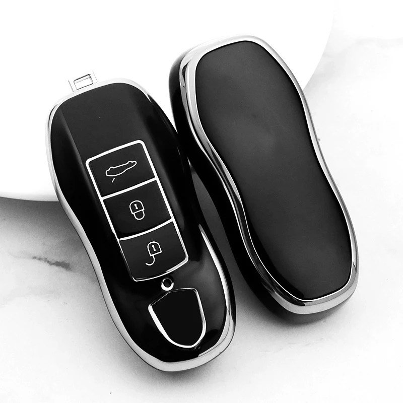 For Porsche 718 Cayenne Panamera 911 Macan Key Case Key Cover Taycan Cayman Boxster Key Shell Car Accessories Protective Case