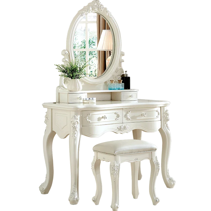 

Modern Nordic style solid wood bedroom dresser girl dresser with mirror and storage home furniture metal material