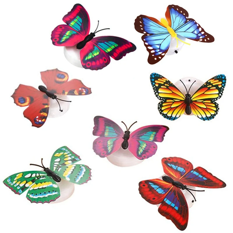 

50 Pieces LED Butterfly Night Light, 3D Stereo Simulation Butterfly Wall Stickers Decorative Night Light For Home Decor