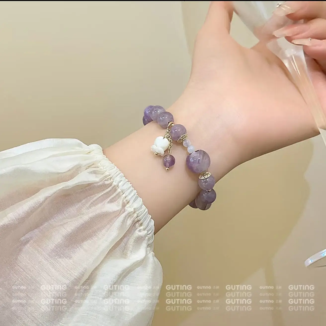 Super Immortal Style New Chinese Amethyst Bracelet Women's Cool Sense Student Fashion Hand String Small Fresh High Sense Jewelry