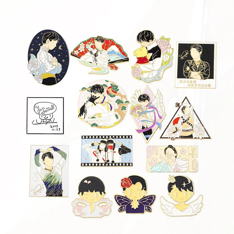 

Custom Pines Sports Lapel Badges Cartoon Jewelry Gift for Fans Friends Hanyu Yuzuru Enamel Brooch Figure Skating Athlete