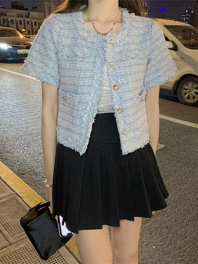 ツイードジャケット-ボンバー-レディース-夏-ビーチ-海辺-沿岸-釣り-ボート-レクリエーション-ホリデー-バケーション-アウター-布地-通気性-ルーズ