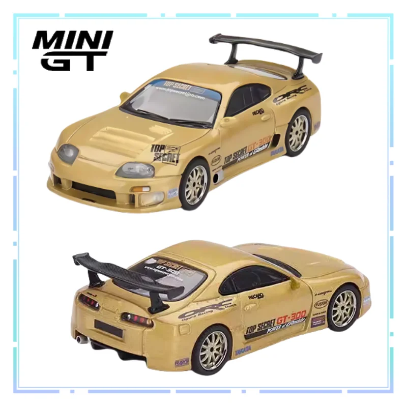 

MINI GT 1:64 Toyota Supra A80 GT-300 Top Secret Gold Alloy Car Simulation Коллекция автомобиля Орнамент Модель для мальчиков Фестивальные подарки