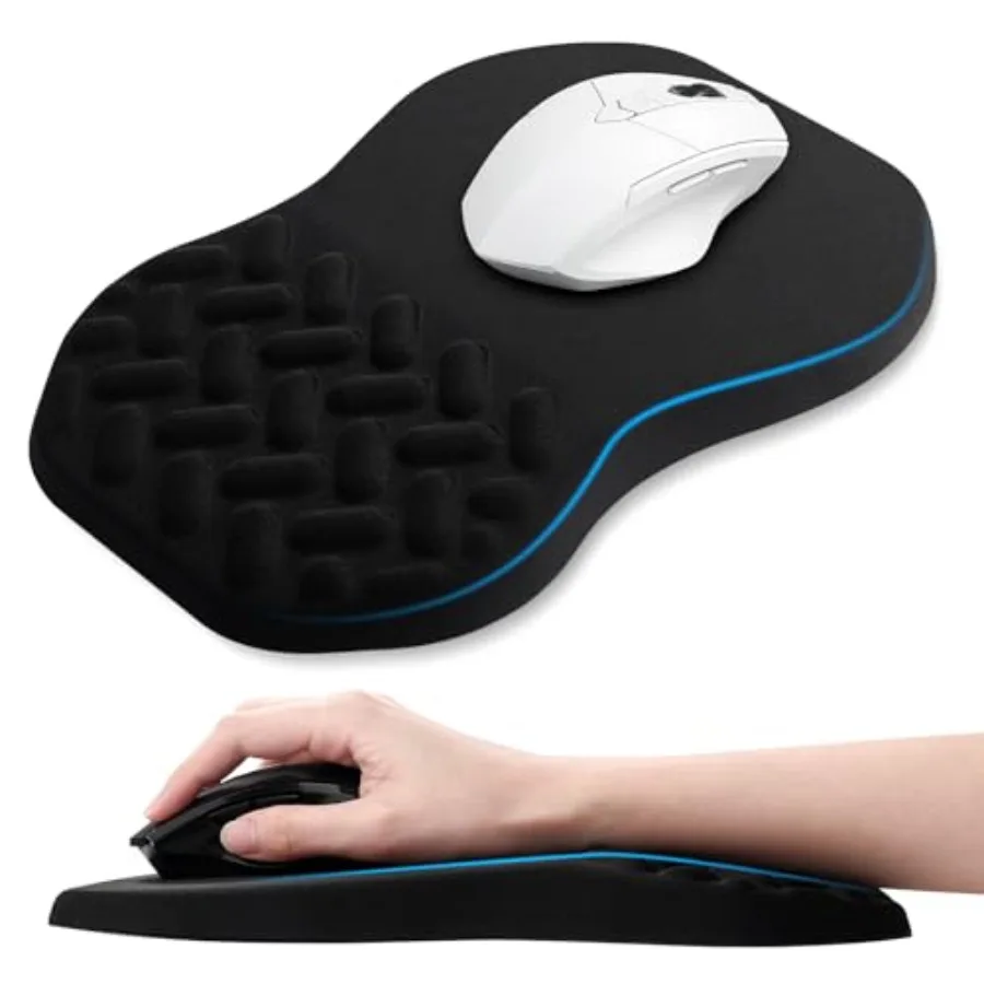 

-Ergonomic Mouse Pad Wrist Support with Massage Design, Relieve Wrist Pain Mousepad, Wrist Rest Pain Relief Mousepad with Memor