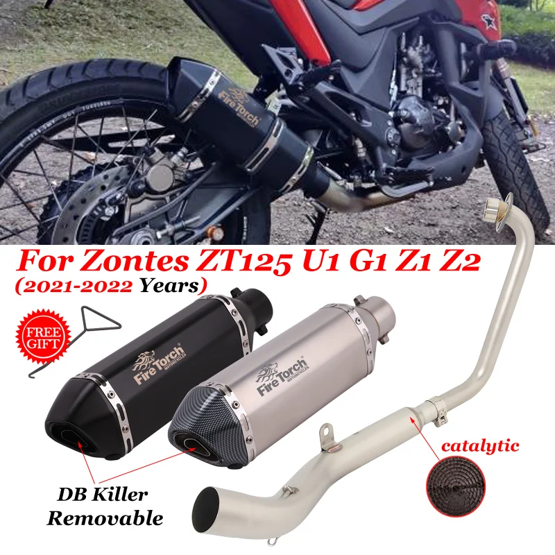 Slip On For Zontes ZT125 U1 G1 Z1 Z2 2021 2022 Motorcycle Exhaust System Modify Link Pipe 51mm Moto Scooter Muffler DB Killer