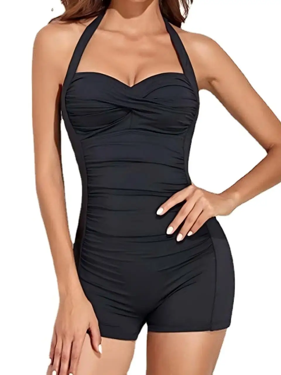 

2026 женский купальник с лямкой на шее, цельный однотонный купальник, танкини с подкладкой, летняя спортивная пляжная одежда, женский купальный костюм, боди для плавания 2XL