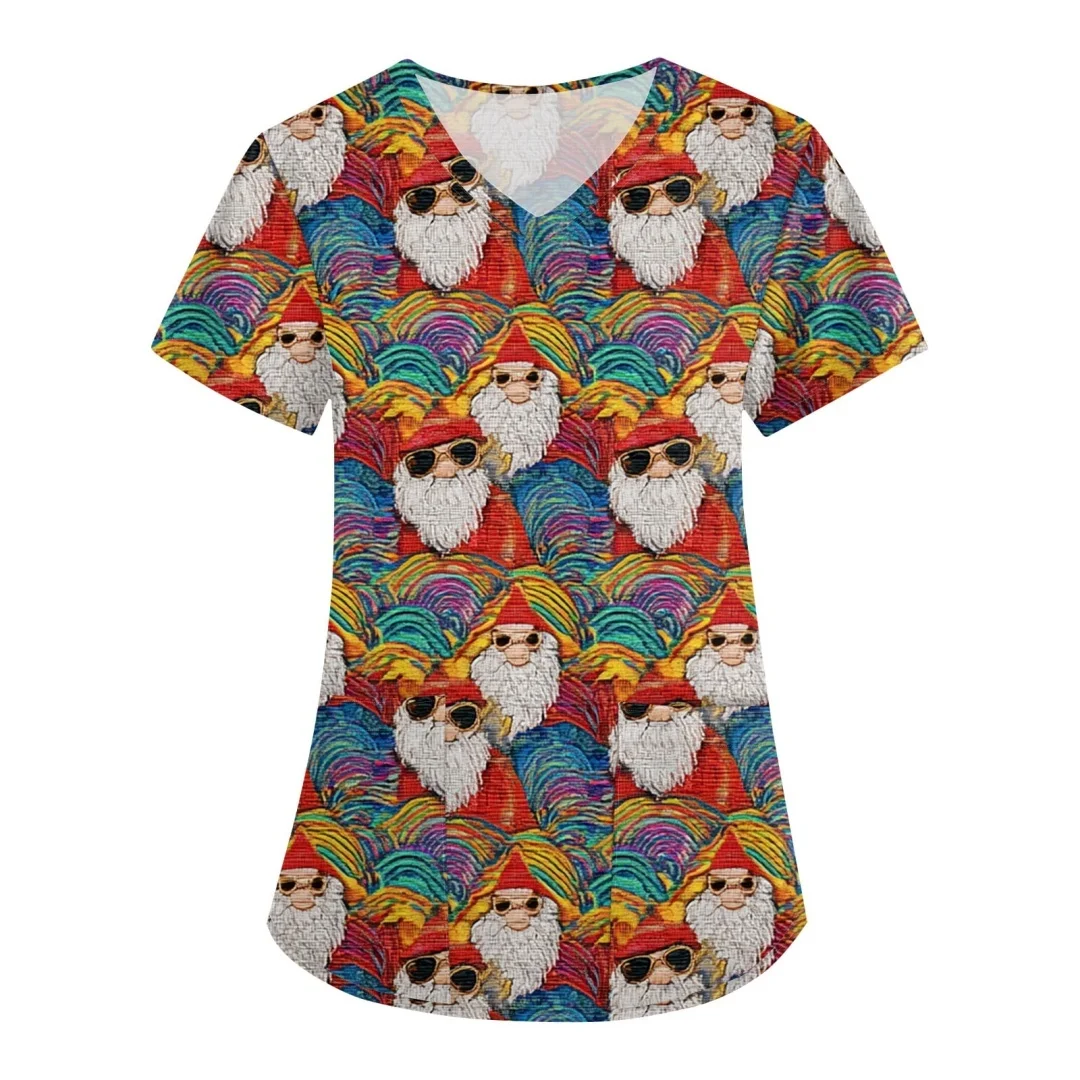 Feliz natal uniforme clínico feminino impressão farmácia workwear enfermeira uniforme hospital médico cirurgia dentária oral esfrega roupas