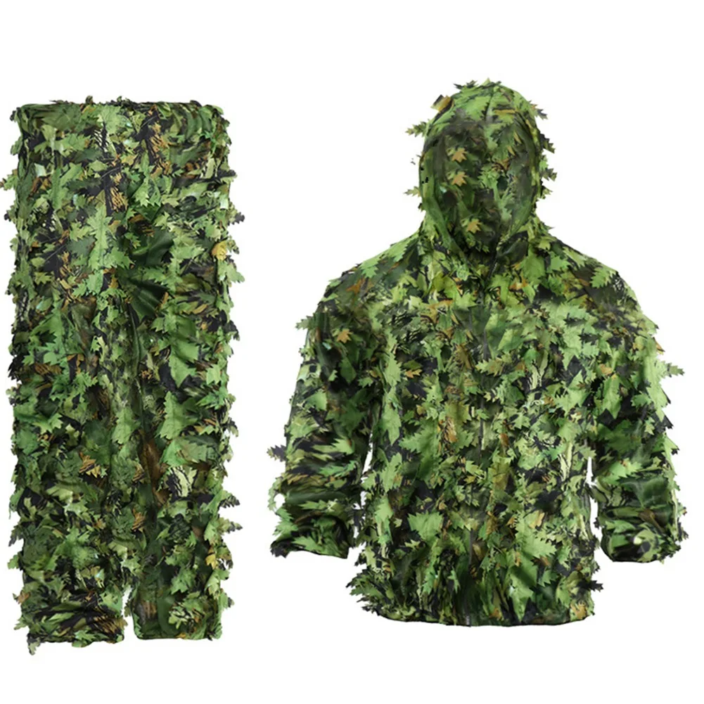 Sticky Flower Bionic Leaves Camouflage Suit Hunting Ghillie Suit Woodland Camouflage Universal Camo Set (B)