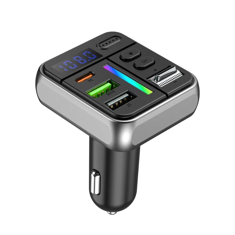 Portable Multifunctional Car Mp3 Player Fm Transmitter Supports Bluetooth Hands-Free Calling, Wireless Music Playback, Dual USB Car Charger, Dual Fast Charging Output, Pd20W Qc3.0 Mobile Phone Fast Charging, Car Mobile Phone Charger
