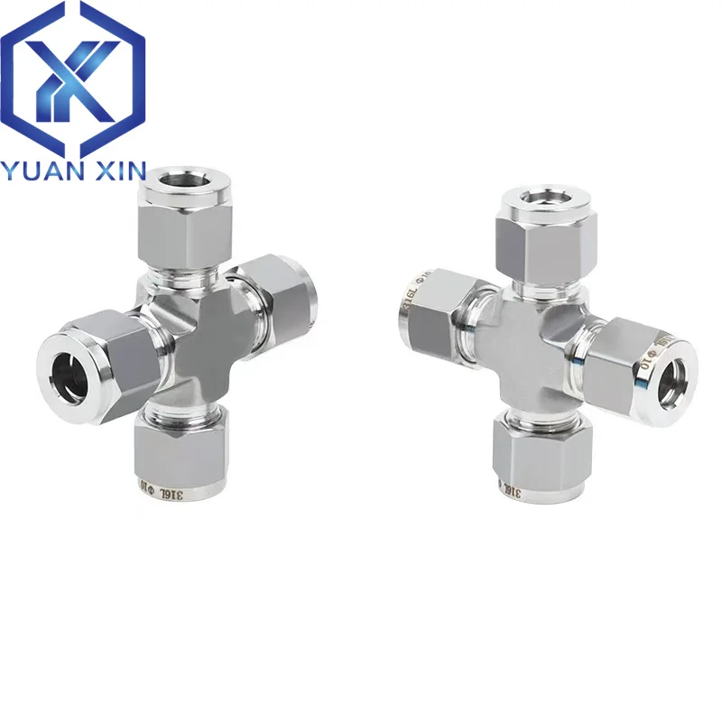 

316L Stainless Steel Four-way Ferrule Connector, Cross Joint, Instrument Tube Fitting Ferrule