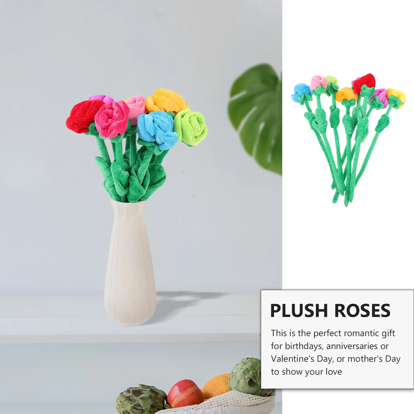 

8Pcs Artificial Rose Bouquet Bendable Stem Simulated Flower Decoration for Wedding Party Home Hotel Restaurant Birthday
