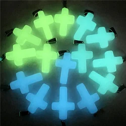 Natural Gem Stone Quartz Crystal Noctilucent Stone Fluorescence Cross Pendants For DIY Jewelry Making Necklace Accessories 12PCS