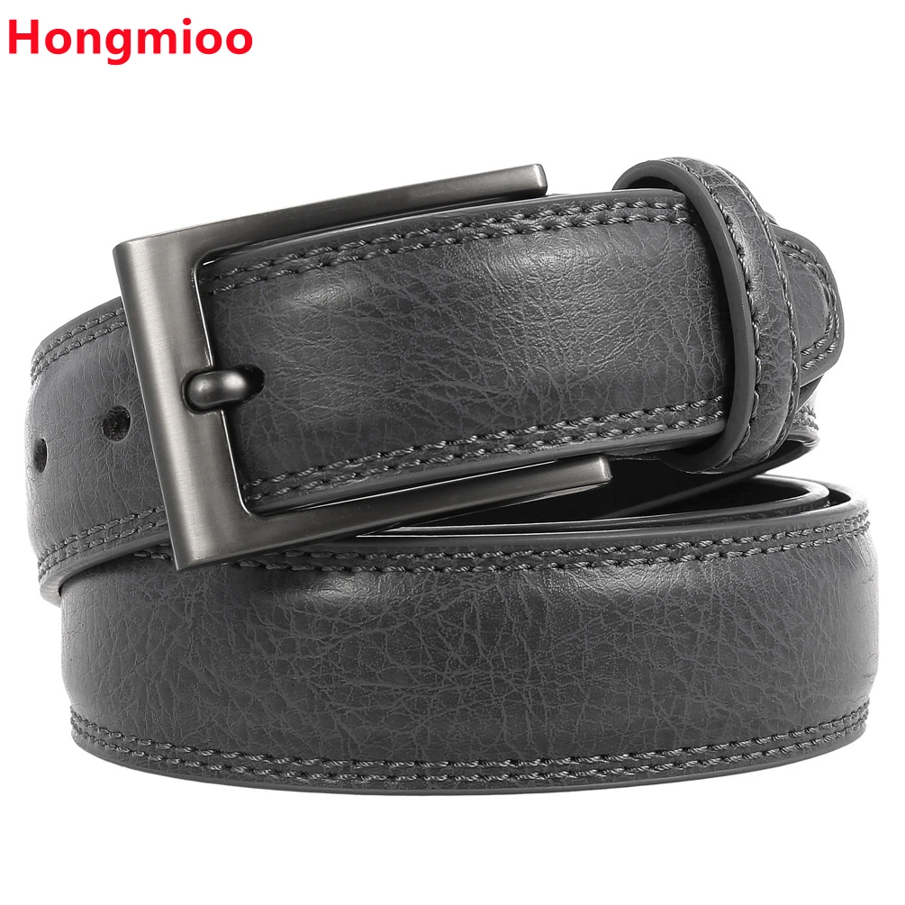 

New Fashion Casual Men's Leather Pants Belt Jeans Designer Jeans Luxury Brand Pin Buckle