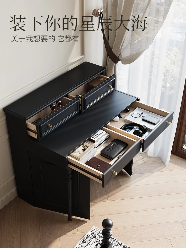 

French retro desk designer high-end study table modern black home bedroom computer table simple